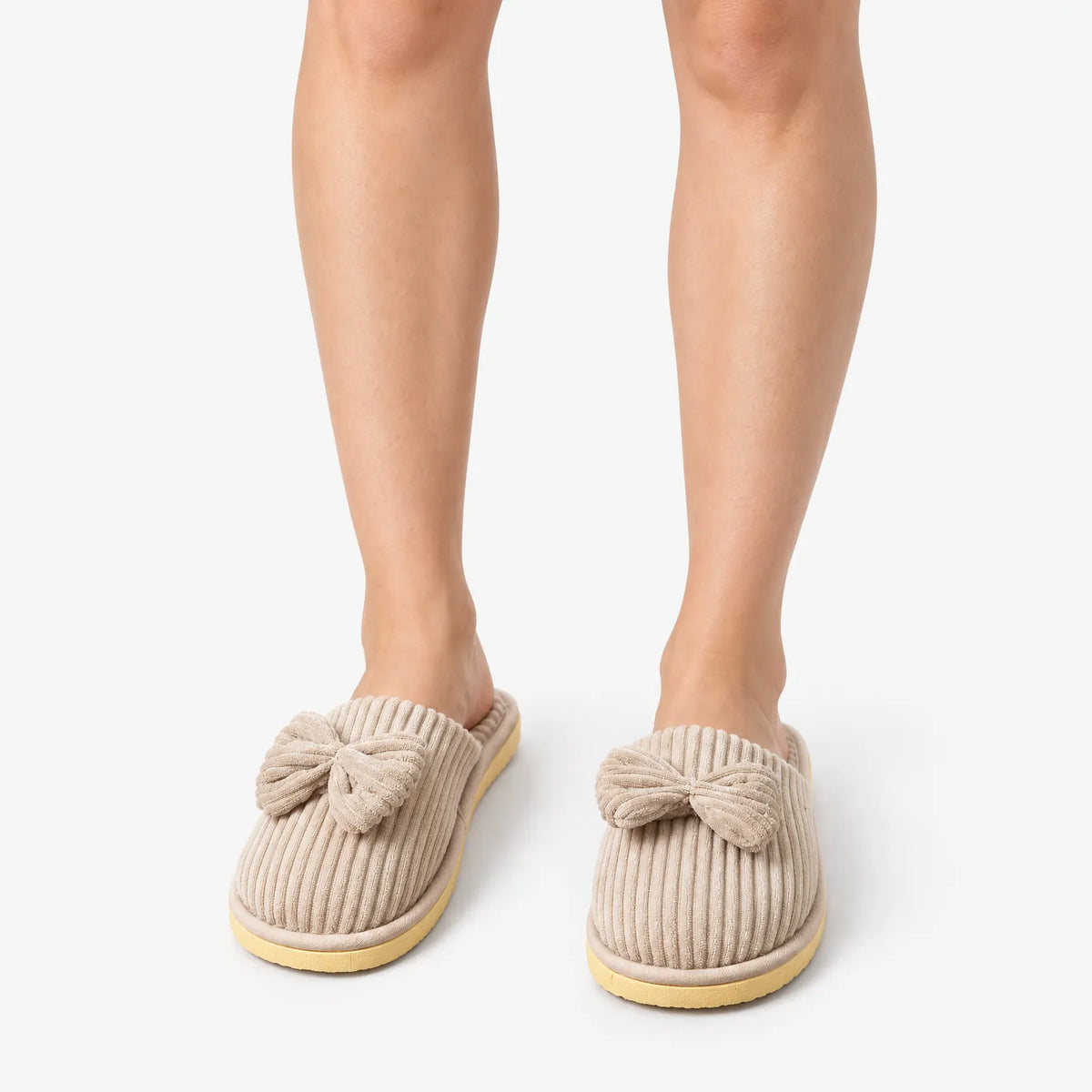 Cordula - Corduroy Bow Mule Slippers