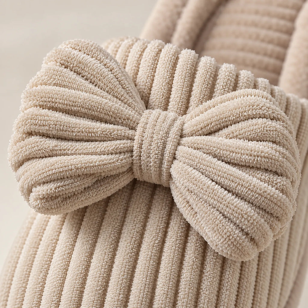 Cordula - Corduroy Bow Mule Slippers